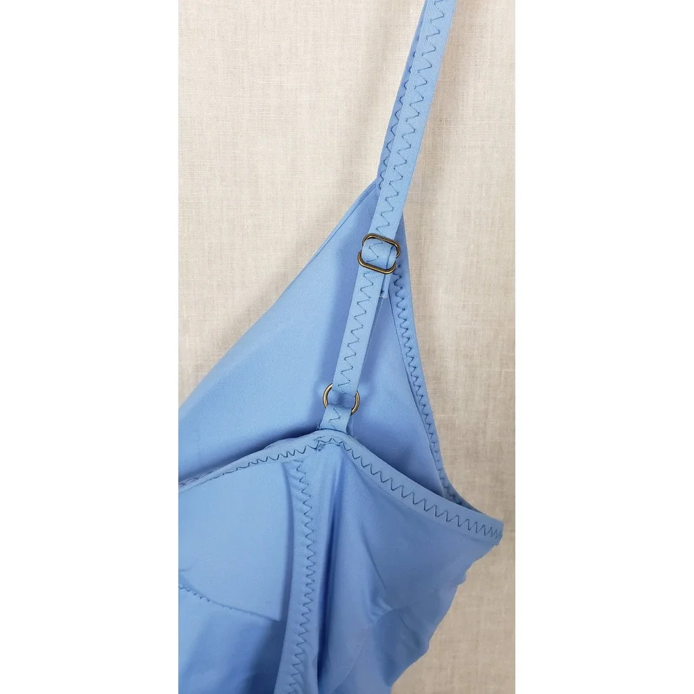 Becca by Rebecca Virtue‎ Blue V-Neck Cutout One Piece Swimsuit S Beach Vacation